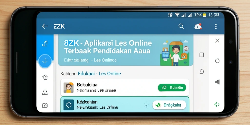 Antarmuka aplikasi Les Online 8ZK yang interaktif dan menarik.