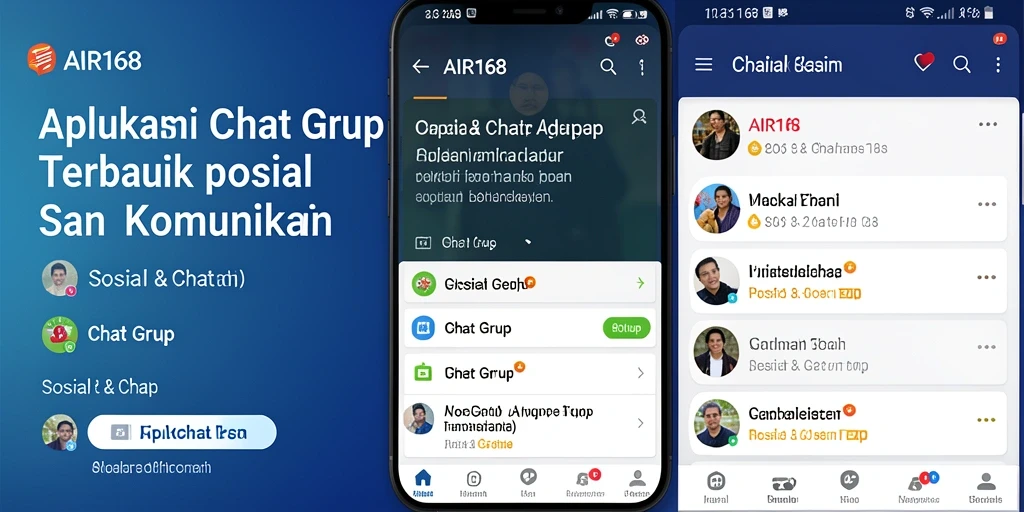 Antarmuka aplikasi AIR168 dengan fitur Chat Grup yang intuitif.