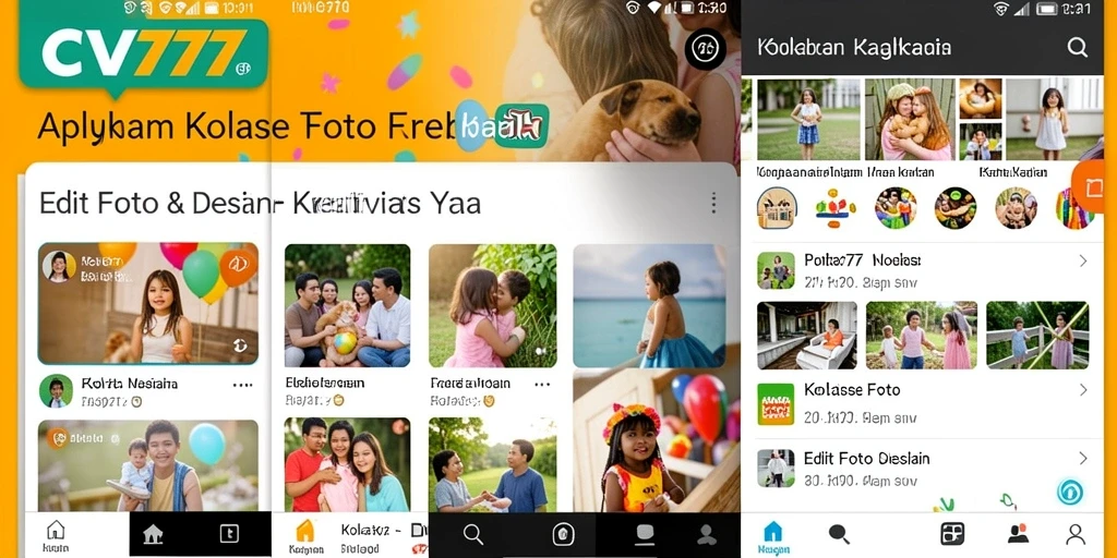 Antarmuka intuitif aplikasi Kolase Foto CV777 yang memudahkan pengguna.