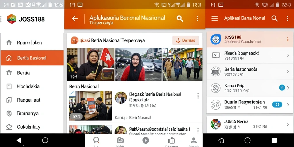 Antarmuka aplikasi JOSS188 menunjukkan berita nasional terbaru.