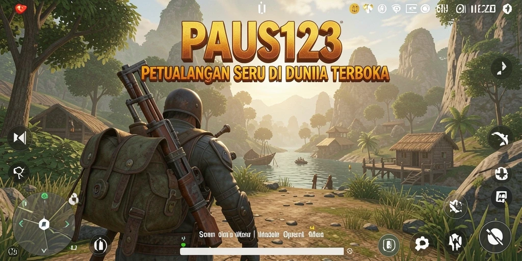 Screenshot utama PAUS123 menampilkan dunia terbuka yang indah.