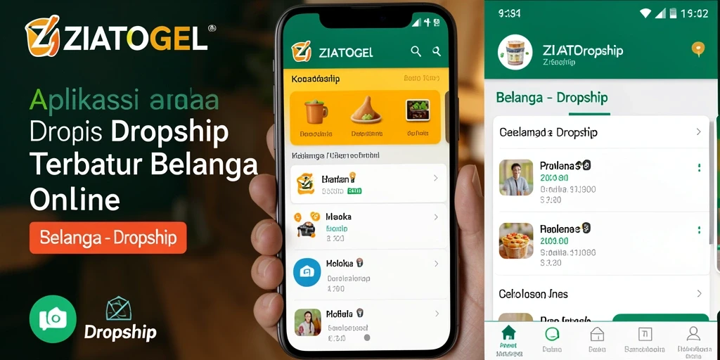 Tampilan antarmuka ZIATOGEL yang bersih dan menarik untuk Dropship.
