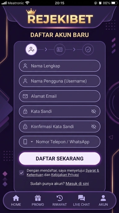 Registrasi Akun Barumu di Rejekibet